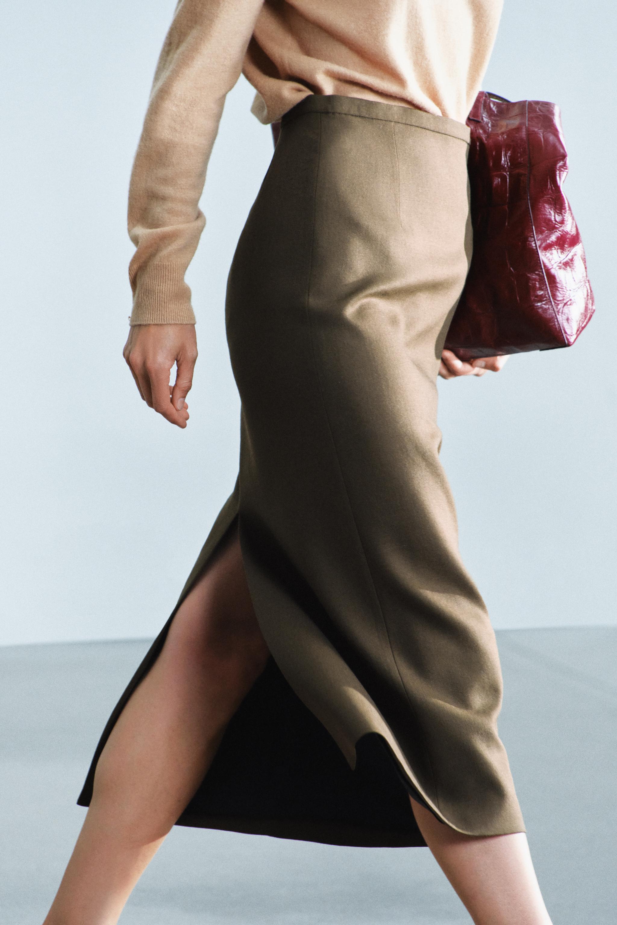 100% WOOL STRAIGHT SKIRT ZW COLLECTION